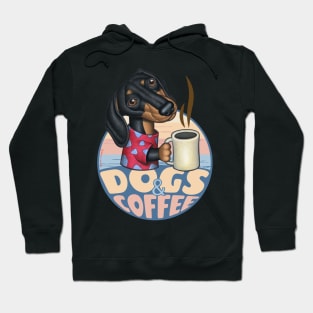 funny Doxie coffee drink Dogs and Coffee dachshund morning coffee Hoodie